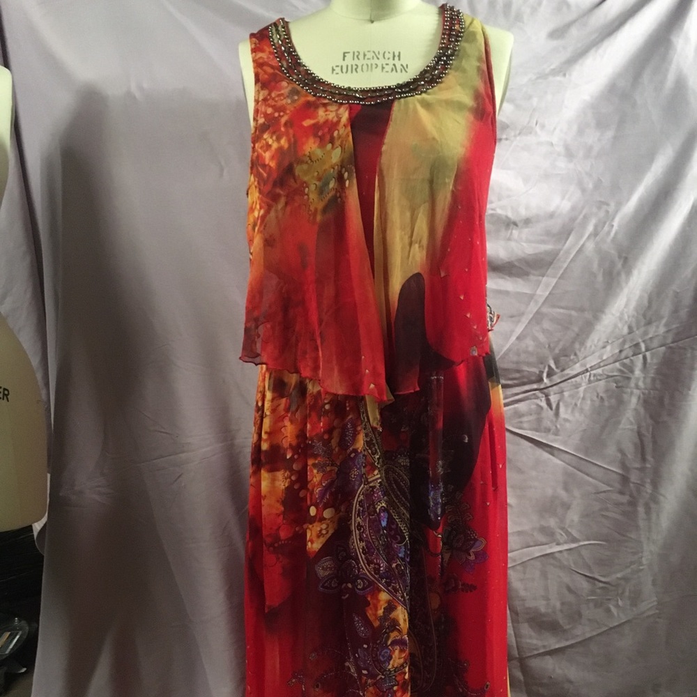 Brand New w/tags maxi dress with beaded neckline